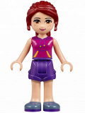 LEGO frnd141 Friends Mia, Dark Purple Shorts, Magenta Top with Orange and Dark Purple Stripes